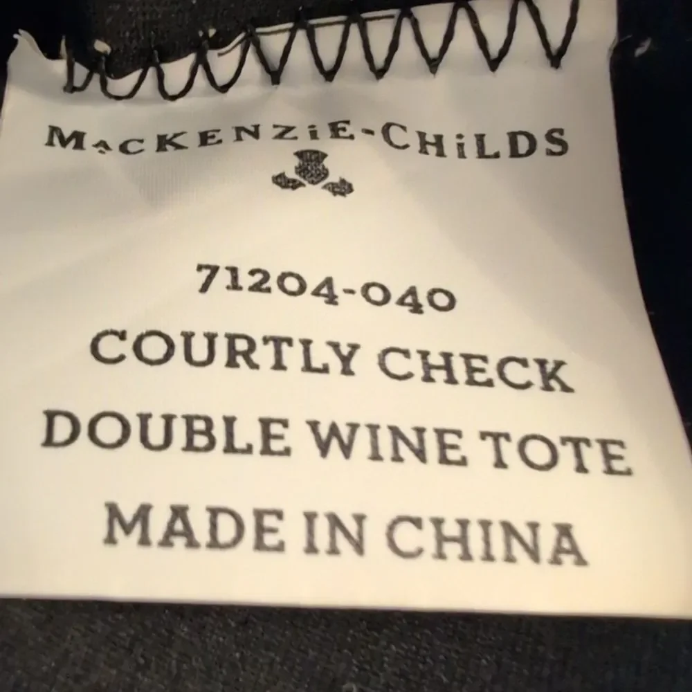 MacKenzie-Childs Courtly Check Double Wine Tote Insulated Bag